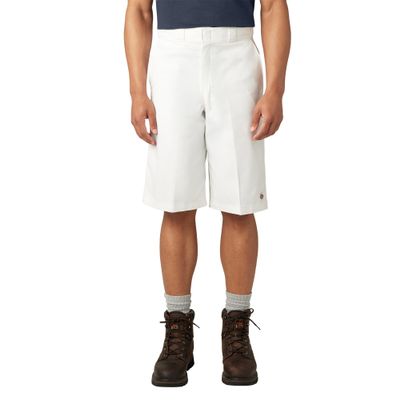 Dickies Loose Fit Flat Front Work Shorts, 13", White, 50