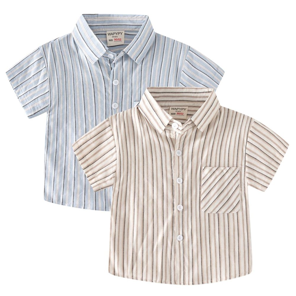Betadog Boy's Short Sleeve Button Down Shirts Boys Short Sleeve Button Down Dress Shirts Summer Casual (Blue, 3-4 Years)