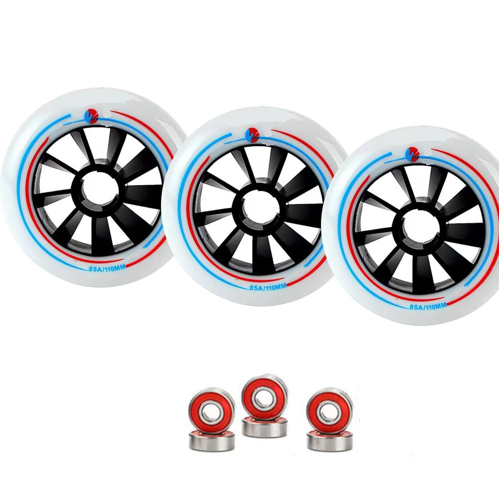 GXBHSP 3-Pack 6-Pack Speed Skating Inline Wheels 90mm 100mm 110mm Inline Skate Wheels with ABEC-9 Bearings 85A Inline Skate Replacement Wheels Big wheels Training (white,3)