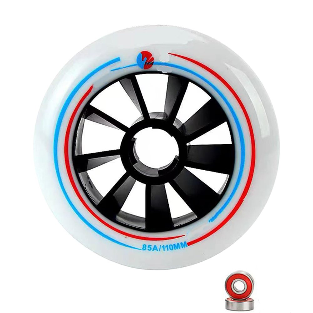 GXBHSP 3-Pack 6-Pack Speed Skating Inline Wheels 90mm 100mm 110mm Inline Skate Wheels with ABEC-9 Bearings 85A Inline Skate Replacement Wheels Big wheels Training (white,1)