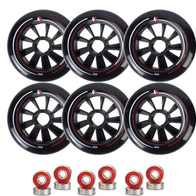 GXBHSP 3-Pack 6-Pack Speed Skating Inline Wheels 90mm 100mm 110mm Inline Skate Wheels with ABEC-9 Bearings 85A Inline Skate Replacement Wheels Big wheels Training (black,6)