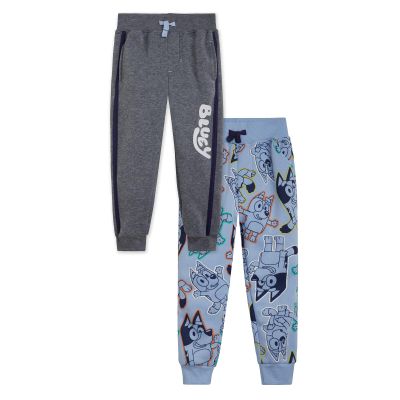 Bluey Bingo Little Boys Fleece 2 Pack Jogger Pants Blue/Gray 7-8