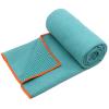Eunzel Hot Yoga Towel - Microfiber Non Slip Yoga Mat Towel with Grip Dot Sweat Absorbent Towel for Hot Yoga, Pilates and Fitness 72" x 24", Dark Cyan/Orange view 2