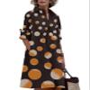 V Neck Lapel Casual Flowy Midi Dress Button Down Loose Shirt Midi Casual Long Midi Dresses for Womens with Pockets Plus Size view 1