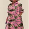Women's Shirt Midi Dresses V Neck Casual Flowy Long Dress Lapel Front Button Down Loose Summer Midi Dress with Pockets view 3