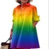 Zhyaj Shirt Midi Dresses for Womens Lapel Front Button Down Loose Long Dress V Neck Casual Flowy 2024 Summer Midi Dress with Pockets view 1