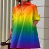 Zhyaj Shirt Midi Dresses for Womens Lapel Front Button Down Loose Long Dress V Neck Casual Flowy 2024 Summer Midi Dress with Pockets view 2
