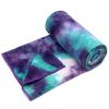 Eunzel Hot Yoga Towel - Microfiber Non Slip Yoga Mat Towel with Grip Dot Sweat Absorbent Towel for Hot Yoga, Pilates and Fitness 72" x 24", Green & Purple/Purple view 2