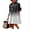 Women's Shirt Midi Dresses V Neck Casual Flowy Long Dress Lapel Front Button Down Loose Summer Midi Dress with Pockets view 1