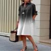 Women's Shirt Midi Dresses V Neck Casual Flowy Long Dress Lapel Front Button Down Loose Summer Midi Dress with Pockets view 2