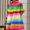Zhyaj V Neck Casual Flowy Summer Midi Dress Shirt Midi Dresses for Womens Lapel Front Button Down Loose Long Dress with Pockets view 2
