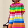 Zhyaj V Neck Casual Flowy Summer Midi Dress Shirt Midi Dresses for Womens Lapel Front Button Down Loose Long Dress with Pockets view 3