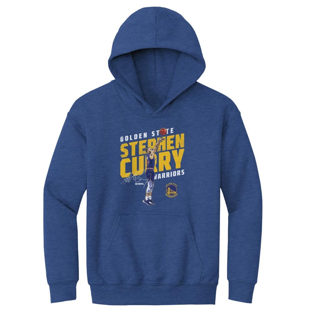 500 LEVEL Steph Curry Golden State Warriors Slant Youth Hoodie Sweatshirt (Heather Royal, X-Large)