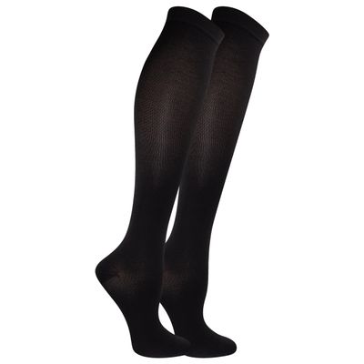 Dr. Scholl's Women's Graduated Compression Solid Pattern Knee High Socks 2 Pair Pack, Black, Fits Women's shoe size 4-10