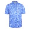 Monterey Club Men's Small Tile Print Tailored Collar Short Sleeve Polo Shirt #3514 (Kalvin Blue/Clear Blue, 3X-Large) view 1