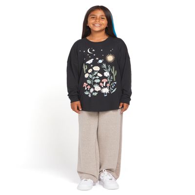 Volcom Girls Werking Dbls Long Sleeve Shirt Black Large