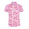 Monterey Club Women's Blossom Print Tailored Collar Short Sleeve Polo Shirt #4518 (Cotton Candy/Raspberry, X-Large) view 1