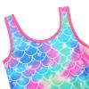 Girls Swimsuit One Piece UPF 50+ Floral Skirted Bathing Suit Modest Beach Swim Dress S349_CyanPinkScale_140/146 view 3