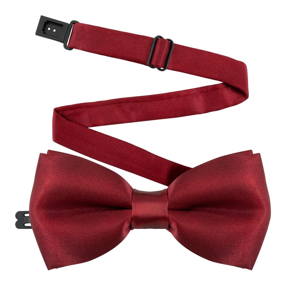 Medsuo Adjustable Kids Bow Tie Pre-tied Bowtie Classic Solid Color Children Bow Tie Little Boys' Bow Ties Neck Bowtie for Kids Toddler Baby Wedding Party Photo - Wine Red