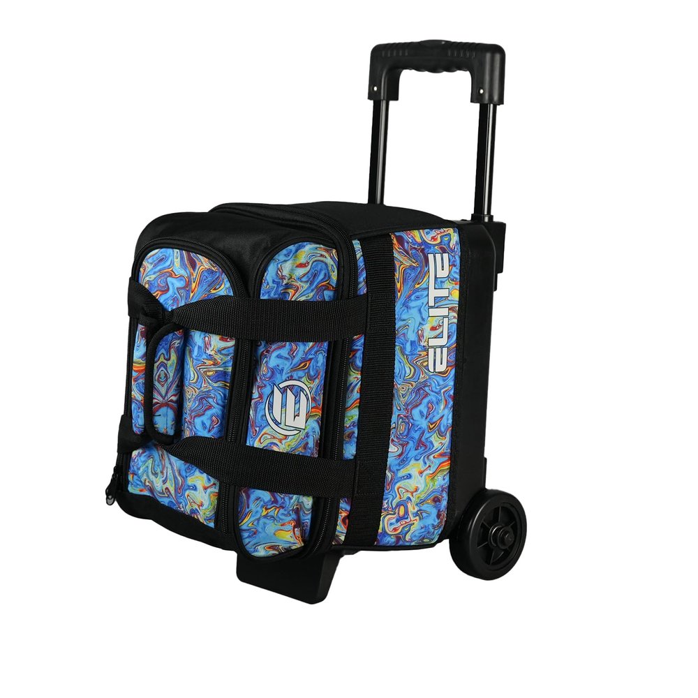ELITE Basic Single Roller Aqua Bowling Bag - Compact, Sturdy Design, Fits Size 10.5 Shoes (Blue Swirl)