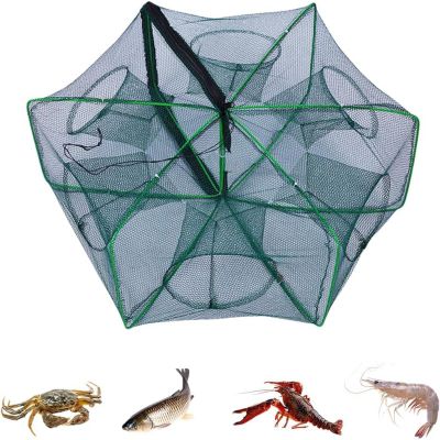 2025 New The Magic Foldable Fishing Trap, The Fishing Trap Fishing Kit Fishing Net, Auto-Foldable Strengthened Fishing Trap Net, for Fish Crawfish Crab (6 Holes25 * 60cm)