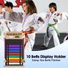 OGANAZI 10 Belts Karate Belt Display Rack with Personalized Stickers, Taekwondo Belt Display Holder with Bamboo Trophy Rack, Felt Martial Arts Belts Display Holder for Taekwondo, Karate, BJJ Gifts view 2