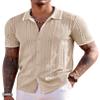 COOFANDY Men's Knit Shirts Short Sleeve Button Down Polo Shirt Fashion Casual Summer Beach Shirts view 1
