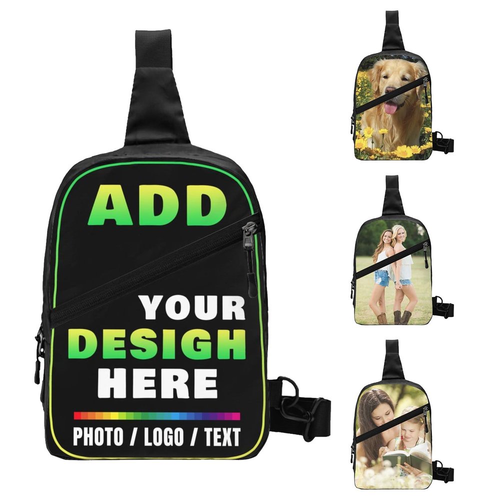 NineFit Basics Custom Sling Bag Personalized Crossbody Shoulder Bags Leisure Sports Outdoor Customized Chest Bag Add Photo Name Text For Men Women, Style 2