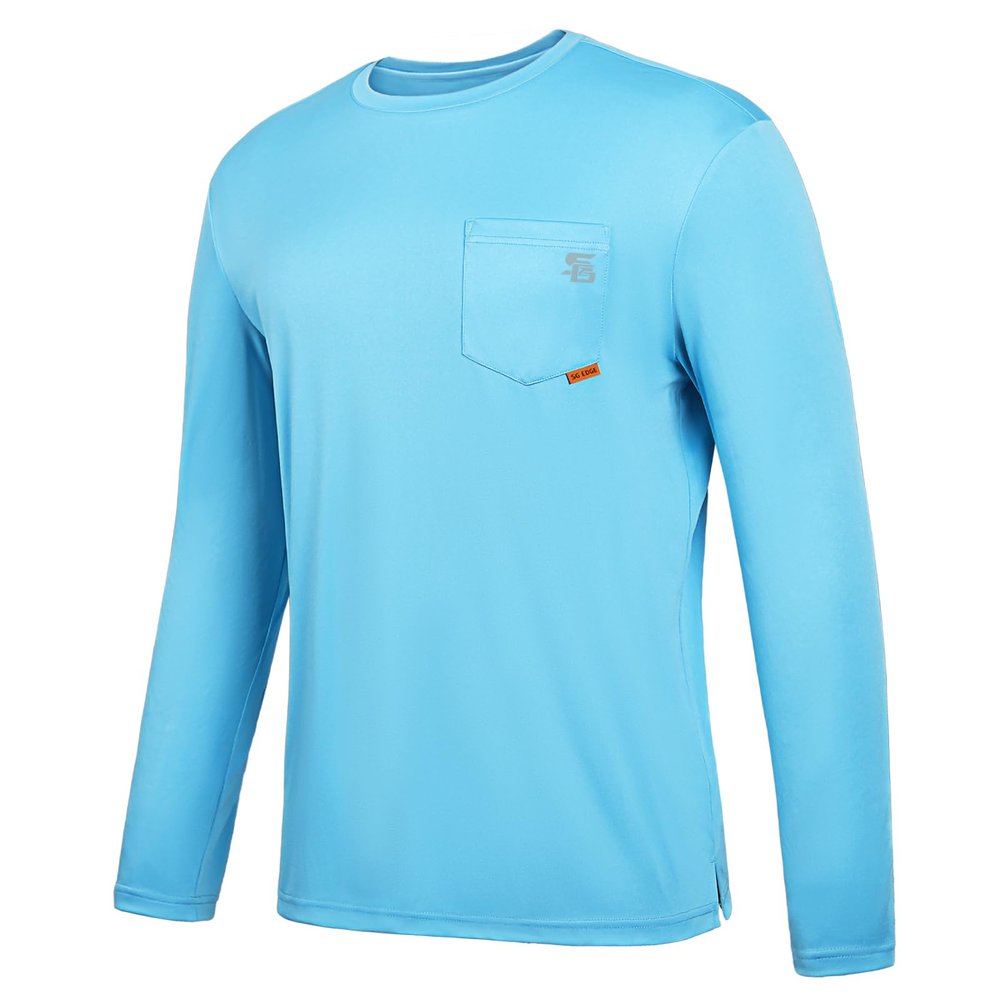 SG Edge Men's Rash Guard Shirts UPF 50+ Moisture Wicking Long Sleeve Chest Pocket Quick Dry Lightweight Blue,S