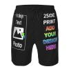 NineFit Basics Custom Sports shorts Personalized Beach Shorts with Text Photo Logo Custom Swim Shorts Design Your own Casual shorts S Black view 4
