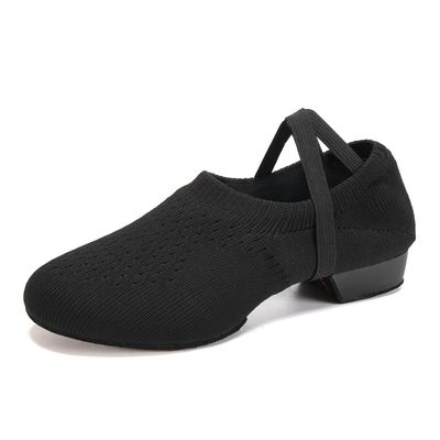 YCALCP Women Standard Practice Social Dance Sneaker Beginner 1" Low Heel Latin Dance Practice Shoes,7.5 B(M) US Black