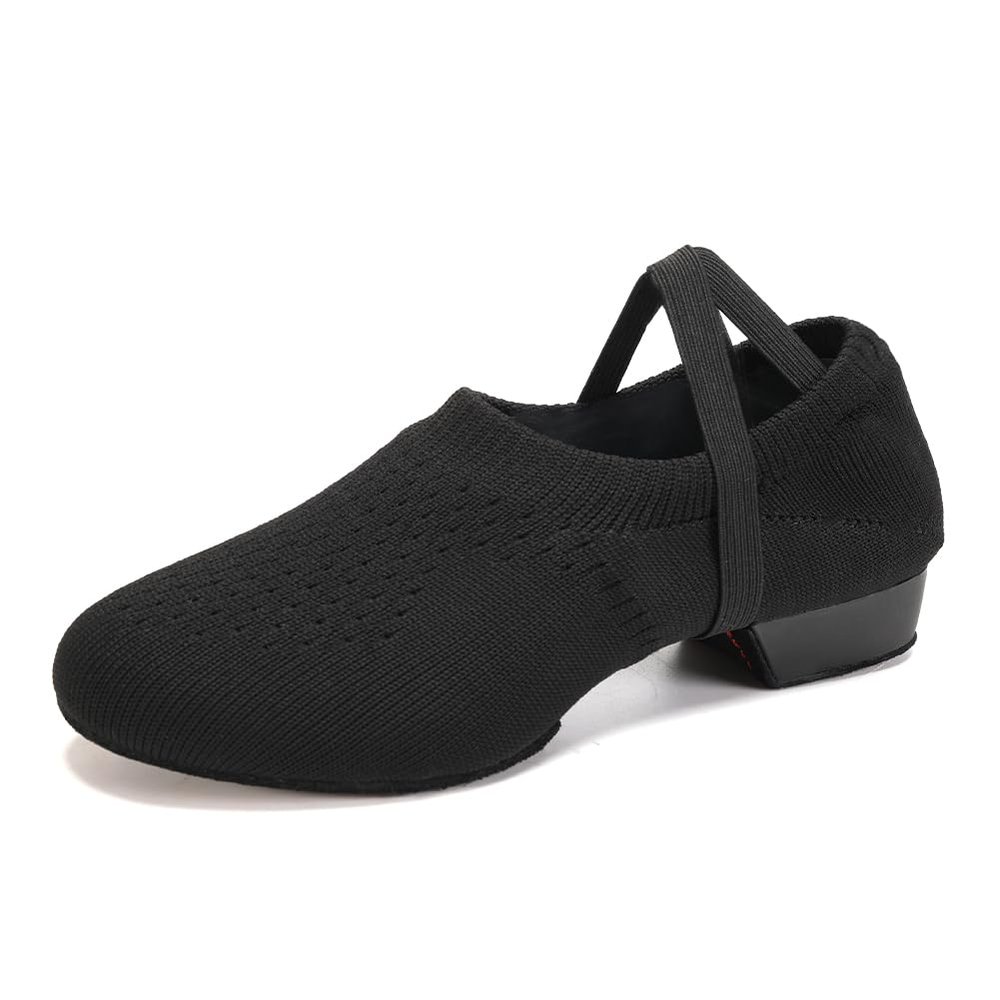 YCALCP Women Standard Practice Social Dance Sneaker Beginner 1" Low Heel Latin Dance Practice Shoes,7.5 B(M) US Black