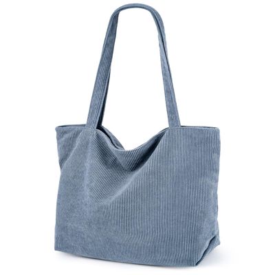 Iioscre Corduroy Tote Bag for Women,Hobo HandBags with Zipper,Large Capacity Casual Shoulder Handbags with Inner Pockets