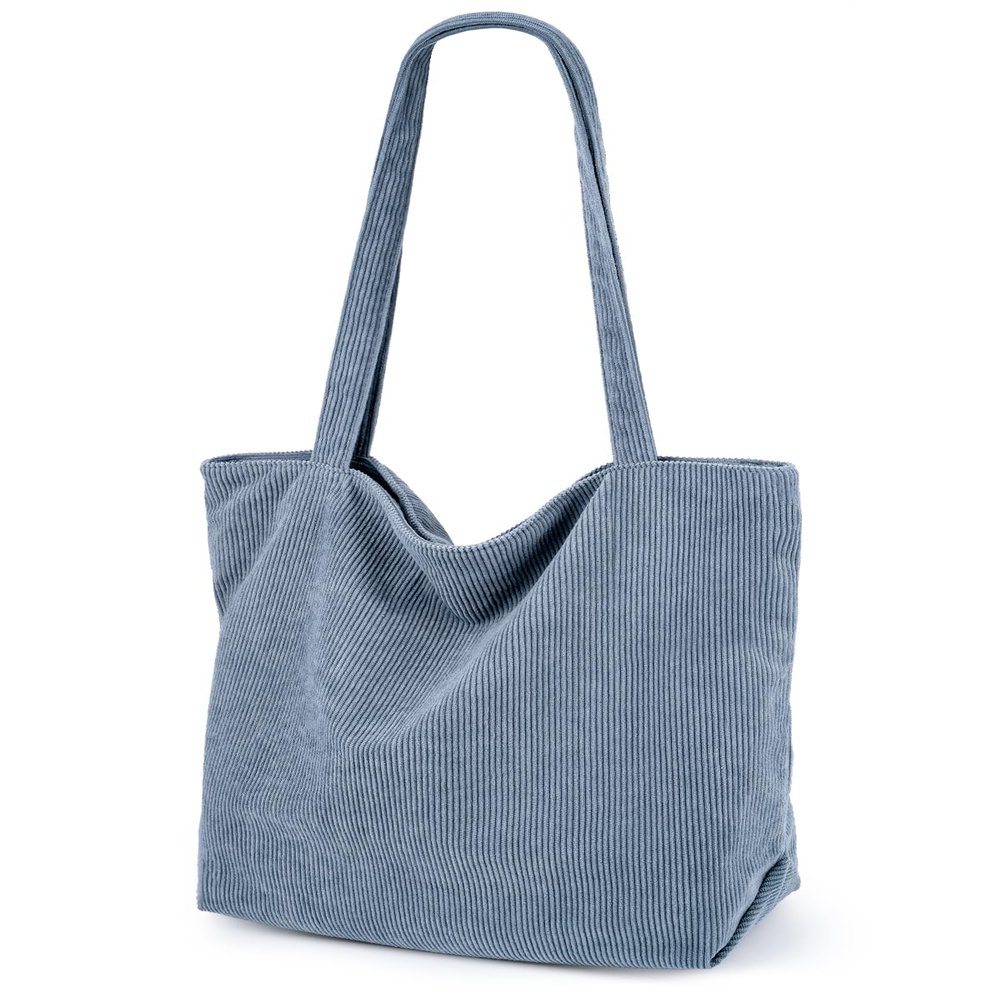 Iioscre Corduroy Tote Bag for Women,Hobo HandBags with Zipper,Large Capacity Casual Shoulder Handbags with Inner Pockets