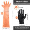 SUNXIZ 36 Pairs Field Dressing Gloves Deer Gutting Hunting Cleaning Mittens Accessory Kit Include Disposable Arm Gloves and Short Nitrile Gloves Combo with Rubber Bands Black Orange view 2