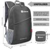 ZOMAKE Lightweight Packable Backpack 20L - Foldable Backpack Small Daypack Hiking Backpack Water-Resistant Day Bag for Travel - Medium Grey&Dark Blue view 2