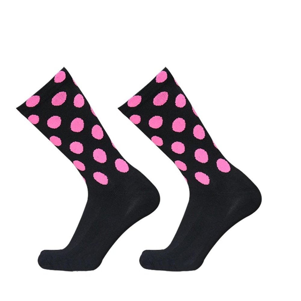 QQNYTHF Men'S Running Socks Professional Breathable Unisex Cycling Socks With Colored Stripes For Running Calcetines Ciclismo H