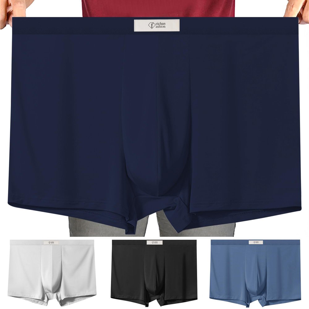 feichan ashion Men's Ice Silk Underwear, Soft Cooling Silky Ultrathin Breathable Comfortable Pack Boxer Briefs Men (S, 607)