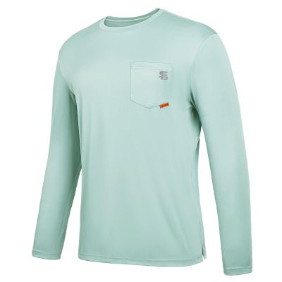 SG Edge Men's Rash Guard Shirts UPF 50+ Moisture Wicking Long Sleeve Chest Pocket Quick Dry Lightweight Light Green,XL