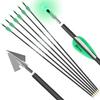 DEEPOWER 31 inch 100% Carbon Arrows with Fixed Blade Broadhead and Lighted Nocks 6 Pack for Compound Bow and Recurve Bow Shaft Spine 300/350/400/500 view 1