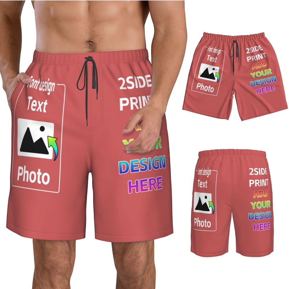 Design Your own Shorts with Text Photo Logo Custom Swim Shorts or Men Personalized Beach Shorts for Boyfriend Husband dad Funny Gift XXL 15.5