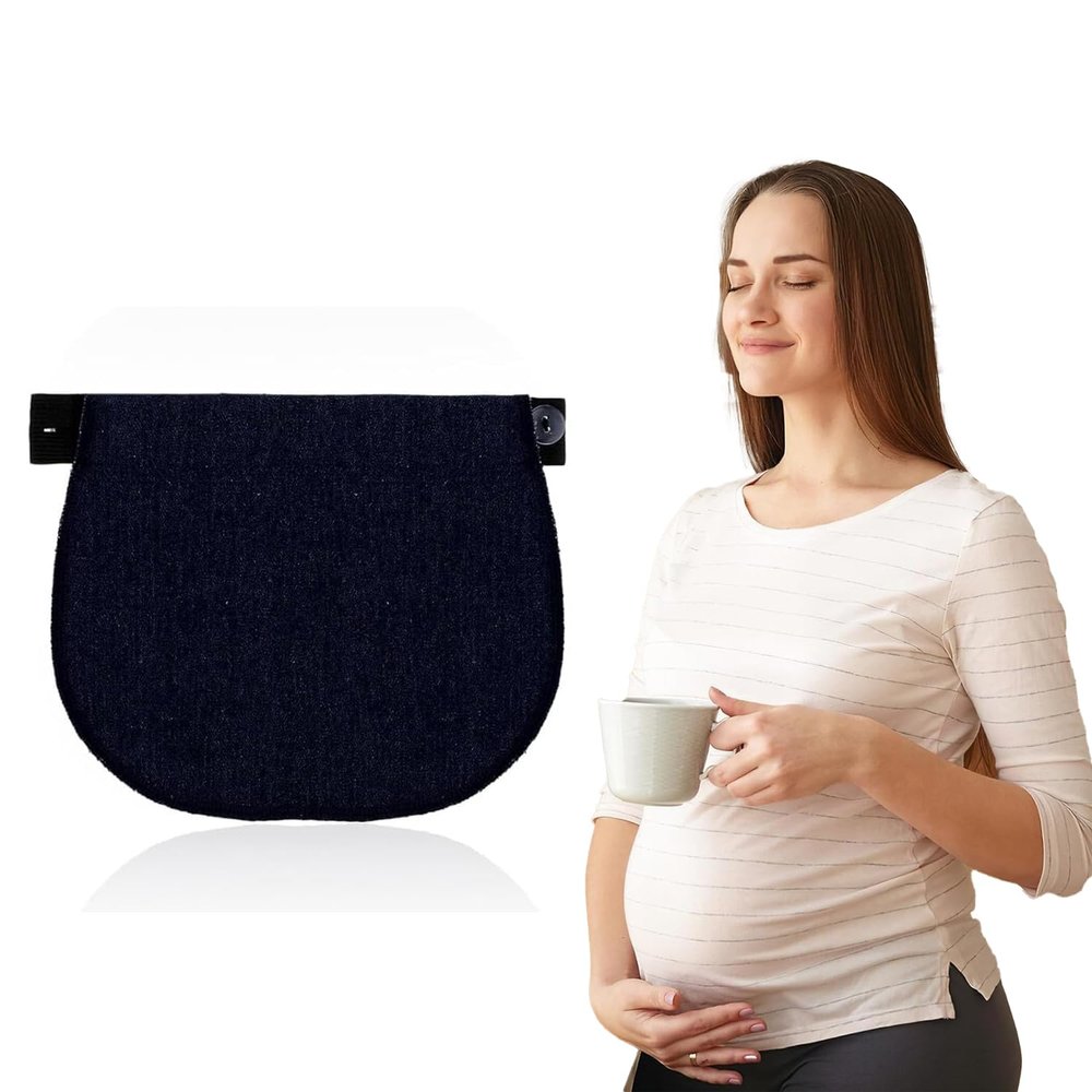 Sndperiexam 1 Pc Black Maternity Pants Extender, Adjustable Pregnancy Pants Extender for Jeans Button Extender No Sewing Instant Waist Extenders Elastic Pant Extenders for Pregnant Women Intimates