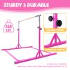 Kangaroo Hoppers Gymnastics Bar for Kids 3-15, Adjustable 35.4"-57.1" Gymnastics Horizontal Bars with Steel Frame at Home/Indoor Training, 260LBS (Pink) view 3