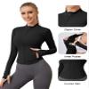 AKEWEI Workout Tops for Women Long Sleeve Lightweight Running Jacket Women's Black Workout Jacket Sports Jacket Black L view 4