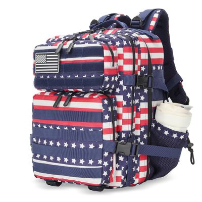 Lovelinks21 25L Tactical Military Backpack Small Travel Backpack for Men and Women Assault Pack Bug Out Bag Molle Daypack Gym Backpack with Bottle Holder (Flag)