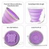 2 Pcs Collapsible Cups, Silicone Collapsible Travel Cup, Expandable Folding Camping DrinkingCup with Lids Reusable Small Portable Mugs-Cup for Travel, Camping, Hiking,Outdoor Sports (Purple&Blue) view 3