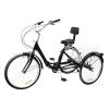 24Inch Folding Tricycle 7 Speed 3 Wheel Bike, Adult Folding Tricycle High Carbon Steel Gears Folding Trike Bicycle with Storage Basket&Backrest, Cruise Adult Tricycle for Men and Women, Black view 1