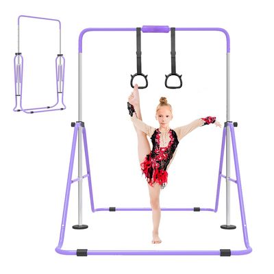 ZUETK Expandable Gymnastics Bar for Kids, Adjustable Height Junior Training Kip Bar, Folding Gymnastic Horizontal Bars Monkey Bar, Home Gym Equipment for Kid Gymnasts, Child, Girl, Boy