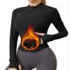 AKEWEI Workout Jackets for Woman Black Zip Up Tight Workout Sweater BBL Jacket with Pockets Fleece Black L view 1