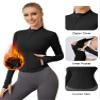 AKEWEI Workout Jackets for Woman Black Zip Up Tight Workout Sweater BBL Jacket with Pockets Fleece Black L view 4